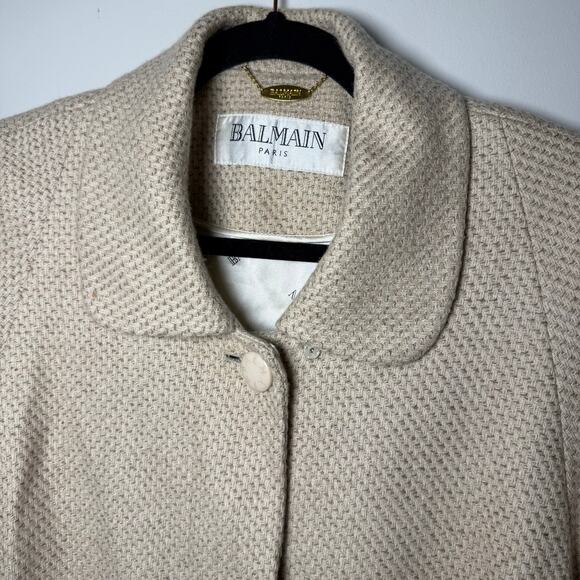 Balmain Paris 100% Cashmere Woven Coat Beige size 4/6 - Picture 7 of 14